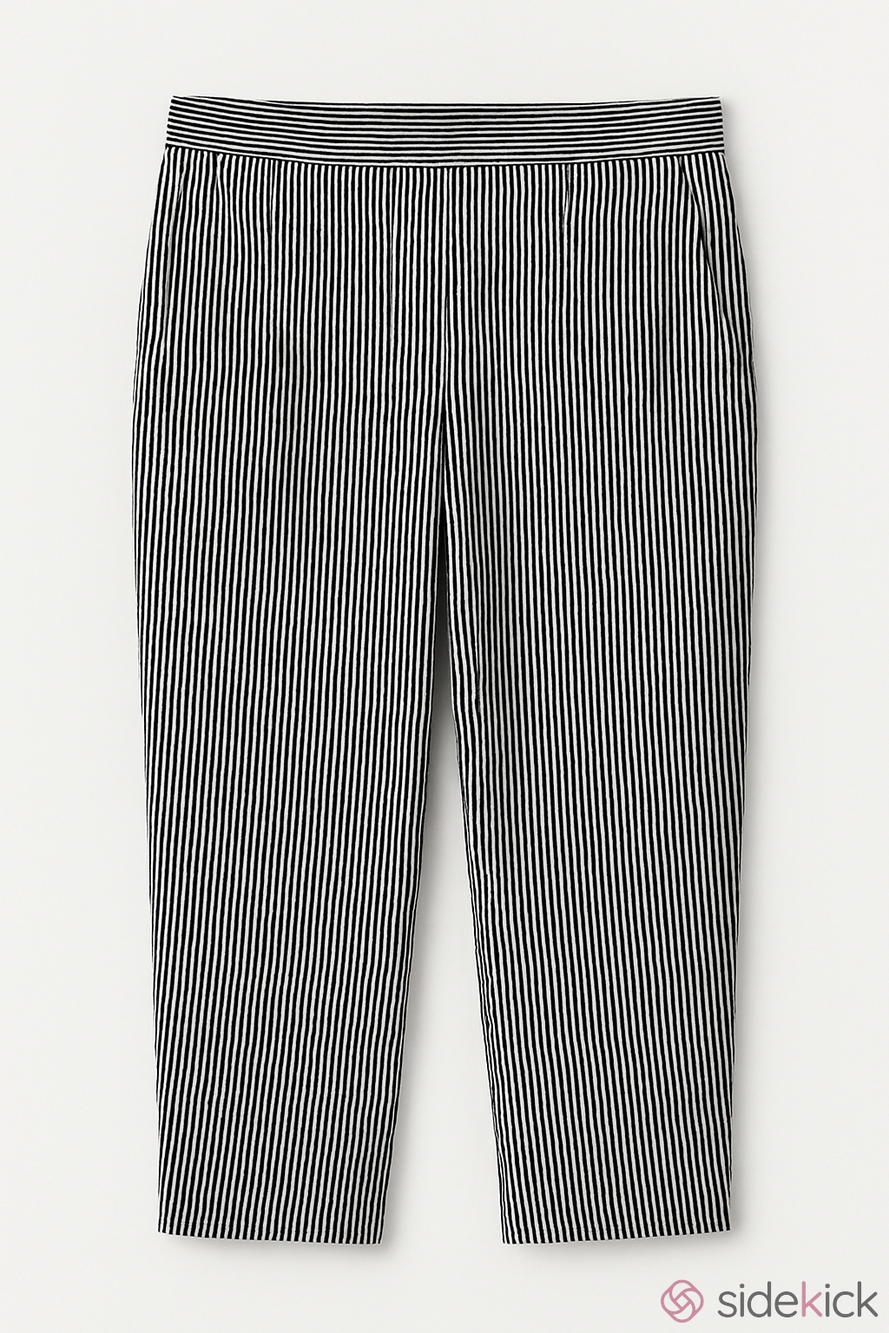 Banana Republic Hayden Navy Striped Linen And Cotton Blend Crops